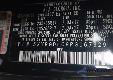 2023 Kia Sorento Lx from USA, damaged, VIN 5XYRGDLC9PG167929